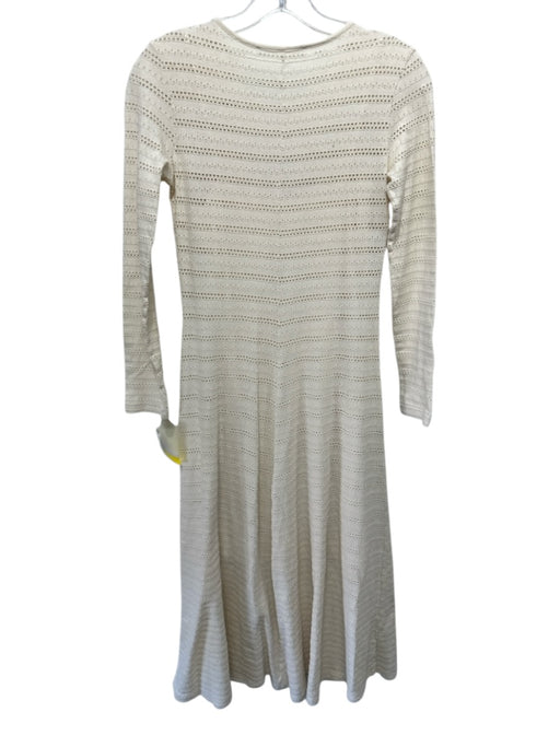 Samsoe Samsoe Size XS Off White Cotton Long Sleeve Midi Pointelle Dress Off White / XS