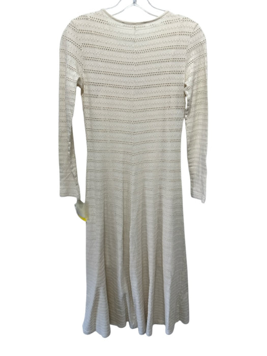 Samsoe Samsoe Size XS Off White Cotton Long Sleeve Midi Pointelle Dress Off White / XS