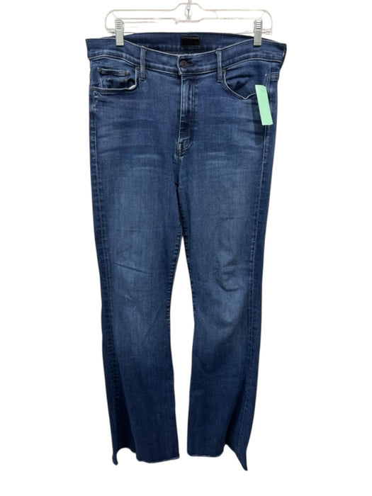 Mother Size 32 Medium dark wash Cotton Blend Denim Raw Hem Flare Jeans Medium dark wash / 32