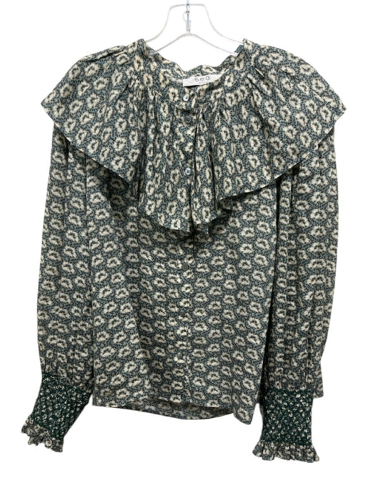 Sea New York Size L Beige & Green Missing Fabric Tag Floral Long Sleeve Top Beige & Green / L