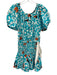Tanya Taylor Size 6 Blue, White, Multi Cotton Short Puff Sleeve Dress Blue, White, Multi / 6
