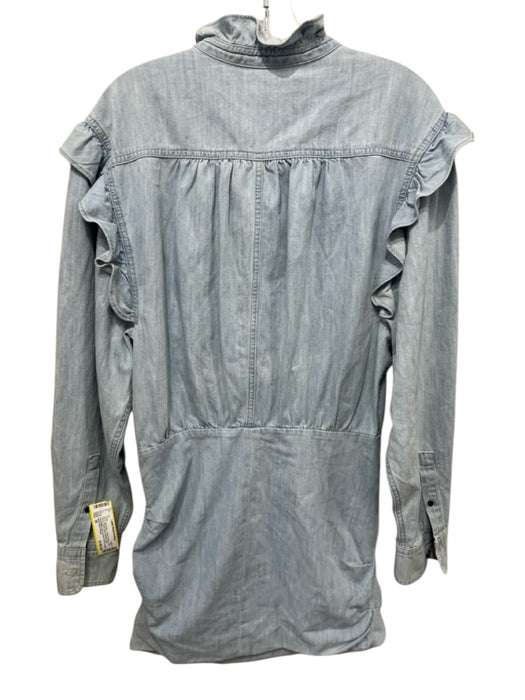 Isabel Etoile Marant Size 36 Light Wash Cotton Denim Long Sleeve Buttons Dress Light Wash / 36