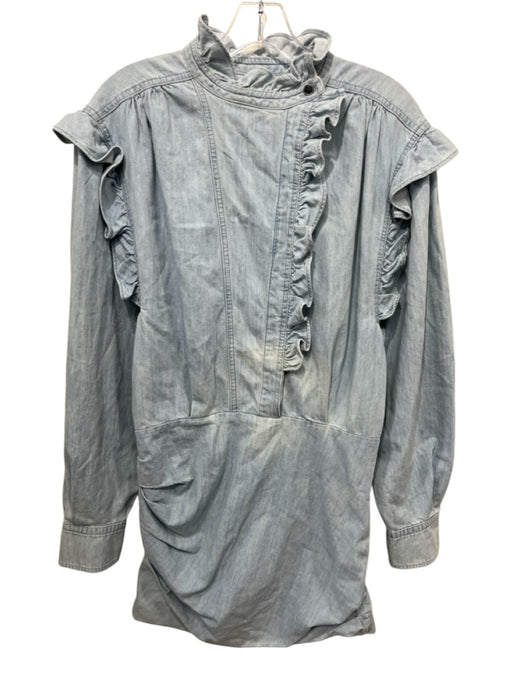 Isabel Etoile Marant Size 36 Light Wash Cotton Denim Long Sleeve Buttons Dress Light Wash / 36