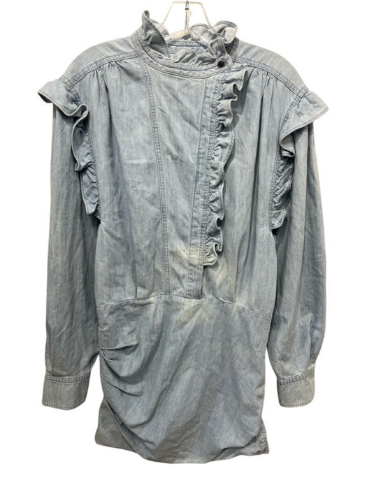 Isabel Etoile Marant Size 36 Light Wash Cotton Denim Long Sleeve Buttons Dress Light Wash / 36