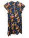 Sea New York Size 10 Blue, Pink, Green Ramie Ruffle Cap Sleeve Ruffle Neck Dress Blue, Pink, Green / 10