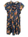 Sea New York Size 10 Blue, Pink, Green Ramie Ruffle Cap Sleeve Ruffle Neck Dress Blue, Pink, Green / 10