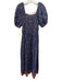 Cleobella Size L Blue, Brown, Black Cotton Short Puff Sleeve Midi Dress Blue, Brown, Black / L