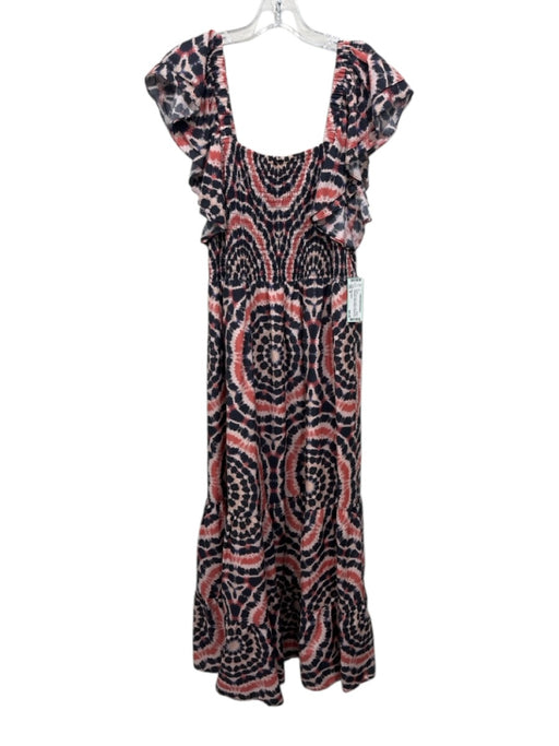 Marie Oliver Size M Pink & Navy Blue Cotton & Silk Tie Dye Sleeveless Dress Pink & Navy Blue / M