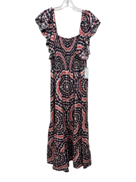 Marie Oliver Size M Pink & Navy Blue Cotton & Silk Tie Dye Sleeveless Dress Pink & Navy Blue / M