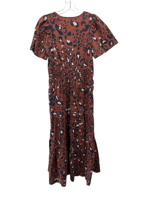 Maeve by ANTHROPOLGIE Size Medium Brown, Black & Cream Cotton Short Sleeve Dress Brown, Black & Cream / Medium