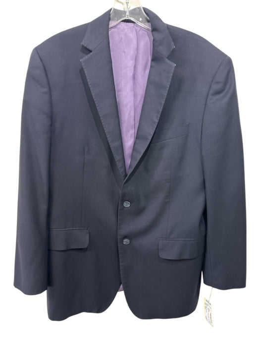 Miller Brothers Navy Blue Solid 2 Button Men's Blazer Navy Blue / Est L