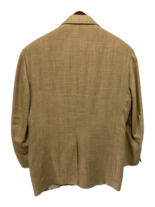 Miller Brothers Tan & Red Print Plaid 2 Button Men's Blazer Tan & Red Print / Est L