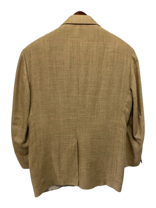 Miller Brothers Tan & Red Print Plaid 2 Button Men's Blazer Tan & Red Print / Est L