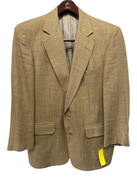 Miller Brothers Tan & Red Print Plaid 2 Button Men's Blazer Tan & Red Print / Est L