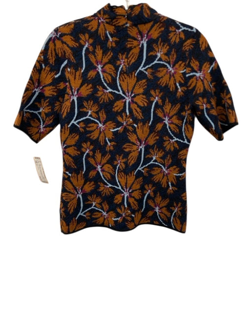 Ulla Johnson Size S Navy Blue, Orange & Brown wool & cotton blend Knit Top Navy Blue, Orange & Brown / S