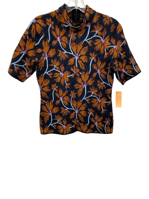 Ulla Johnson Size S Navy Blue, Orange & Brown wool & cotton blend Knit Top Navy Blue, Orange & Brown / S