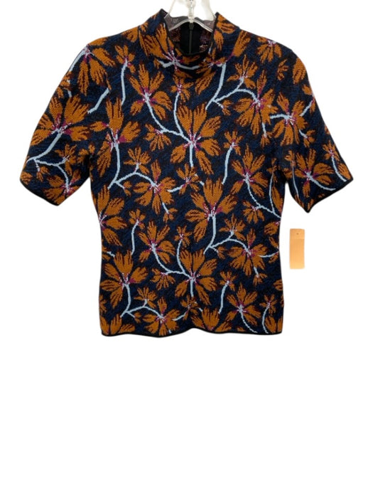 Ulla Johnson Size S Navy Blue, Orange & Brown wool & cotton blend Knit Top Navy Blue, Orange & Brown / S