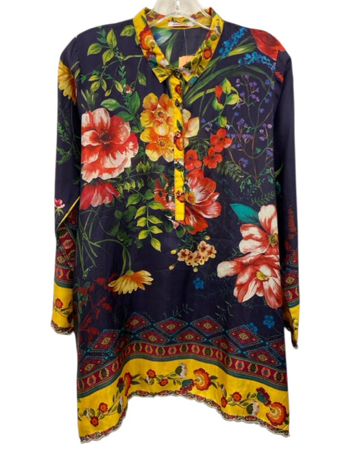 Johnny Was Size XS Blue, Yellow & Multi No Fabric Tag Floral Long Sleeve Top Blue, Yellow & Multi / XS