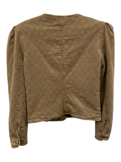 Veronica Beard Jeans Size S Taupe Brown Cotton Blend Quilted Snap Buttons Jacket Taupe Brown / S