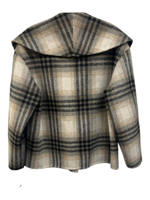 Ruti Size S Beige, Black & Brown Wool & Polyester Plaid foldover collar Jacket Beige, Black & Brown / S