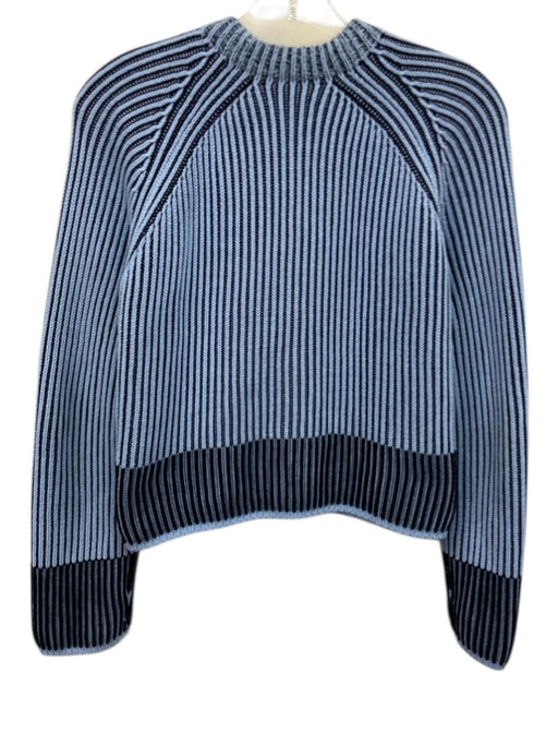 ME+EM Size Est S Blue & Black Cotton Chunky Knit Striped Button Front Sweater Blue & Black / Est S