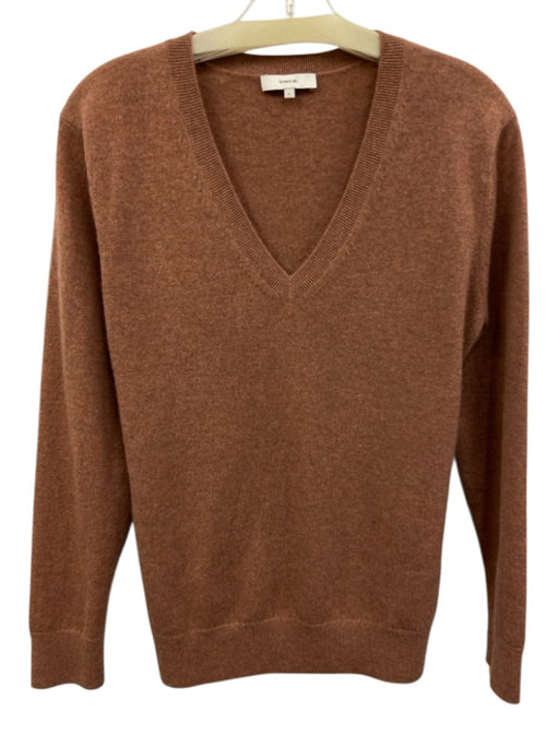 Vince Size S Dusty Orange No Fabric Tag Long Sleeve Knit V Neck Pullover Sweater Dusty Orange / S