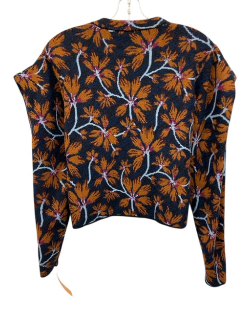 Ulla Johnson Size Est S Navy Blue & Orange wool & cotton blend Floral Sweater Navy Blue & Orange / Est S