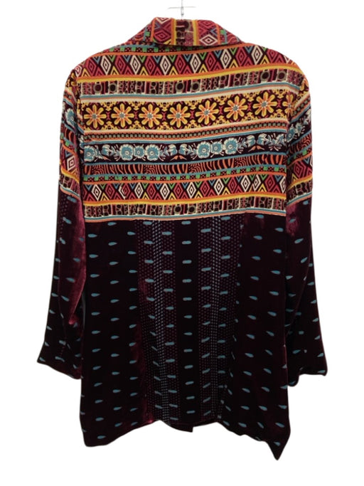 Johnny Was Size XS Burgundy Red & Multi No Fabric Tag Velvet Floral Jacket Burgundy Red & Multi / XS