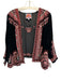 Johnny Was Size S Black, Red & White Rayon & Silk Velvet Embroidered Cardigan Black, Red & White / S