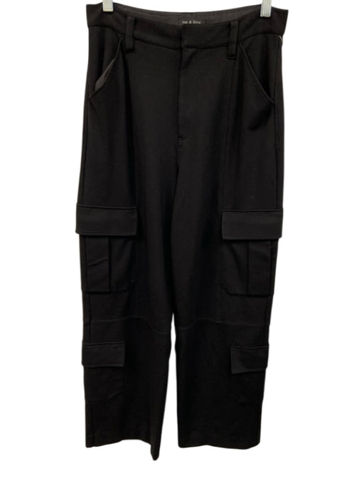 Rag & Bone Size Est S Black Viscose Blend High Rise Wide Leg Cargo Pockets Pants Black / Est S