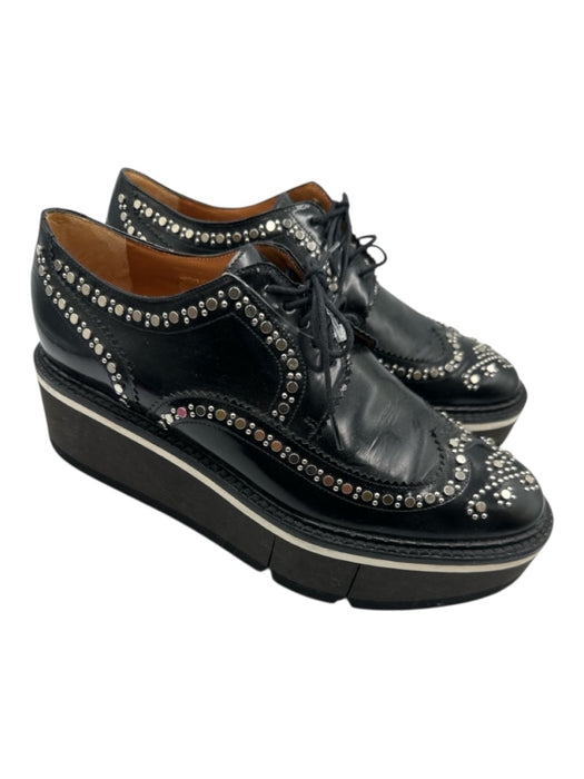 Clergerie Shoe Size 39 Black & Silver Patent Leather Foam Sole Oxford Loafers Black & Silver / 39