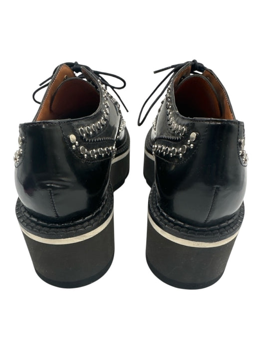 Clergerie Shoe Size 39 Black & Silver Patent Leather Foam Sole Oxford Loafers Black & Silver / 39