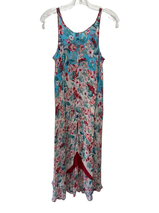 Johnny Was Size XS Blue & Multi Cupra Rayon Sleeveless Floral Print Dress Blue & Multi / XS