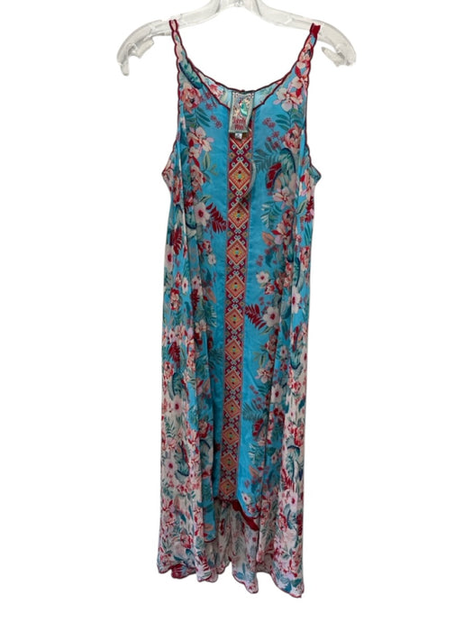 Johnny Was Size XS Blue & Multi Cupra Rayon Sleeveless Floral Print Dress Blue & Multi / XS