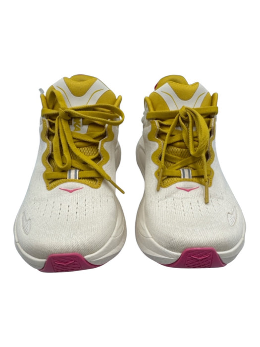 Hoka Shoe Size 39 Cream, Yellow & Pink Print Textile Color Block Swirl Sneakers Cream, Yellow & Pink Print / 39