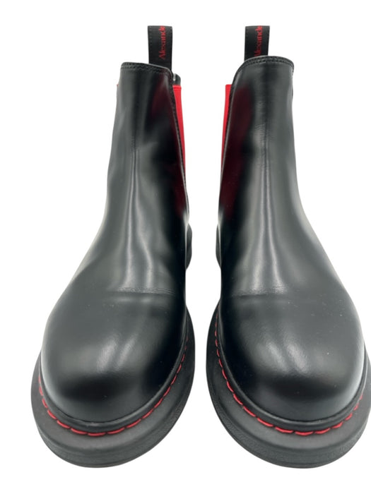 Alexander McQueen Shoe Size 38 Black & Red Leather Color Block Pull On Booties Black & Red / 38