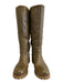 Prada Shoe Size 38 Green Brown Leather Shearling Lined Lug sole Knee High Boots Green Brown / 38