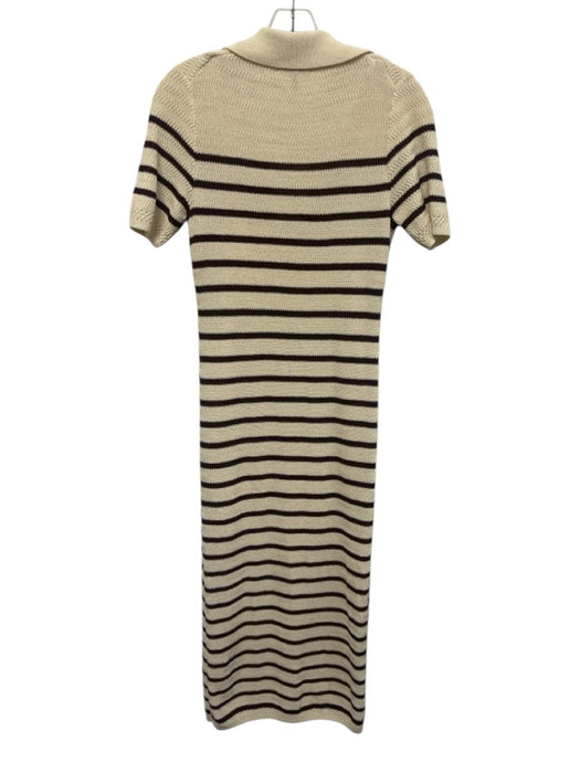 Rag & Bone Size S Cream Beige & Brown No Fabric Tag Wavy Ribbed Knit Dress Cream Beige & Brown / S