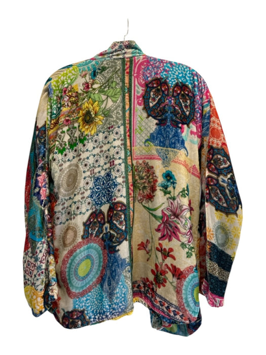 Johnny Was Size XS Blue & Multi Rayon & Silk Velvet Floral Open Front Jacket Blue & Multi / XS