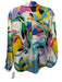L'agence Size XS White & Multi Missing Fabric Tag Silk Feel Button Up Shirt Top White & Multi / XS
