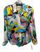 L'agence Size XS White & Multi Missing Fabric Tag Silk Feel Button Up Shirt Top White & Multi / XS