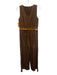 ME+EM Size Est S Brown Cotton Deep V Neck Corduroy Sleeveless Wide Leg Jumpsuit Brown / Est S