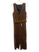 ME+EM Size Est S Brown Cotton Deep V Neck Corduroy Sleeveless Wide Leg Jumpsuit Brown / Est S