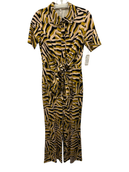 Diane Von Furstenberg Size S Black, Beige & Yellow Missing Fabric Tag Jumpsuit Black, Beige & Yellow / S