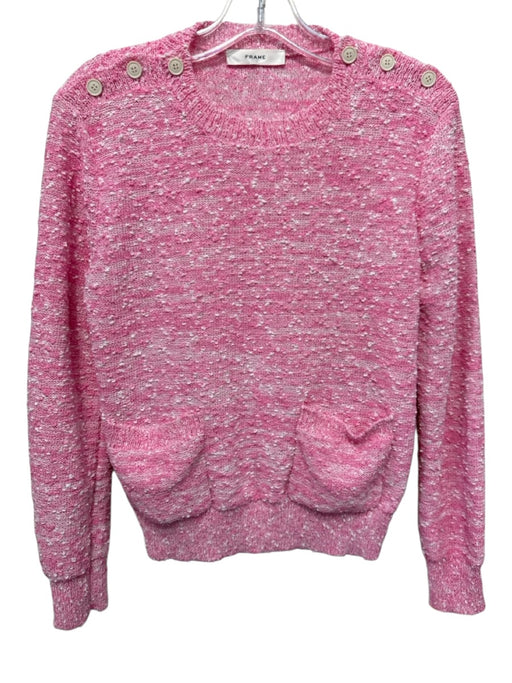 Frame Size Est S Pink No Fabric Tag Tweed Button Detail Crewneck Sweater Pink / Est S