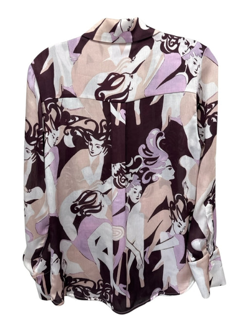 VVB Victoria Beckham Size Est XS Pink, Purple & White No Fabric Tag Collared Top Pink, Purple & White / Est XS