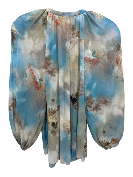 L'agence Size Est S Blue & Multi No Fabric Tag Button Front Graphic Print Top Blue & Multi / Est S