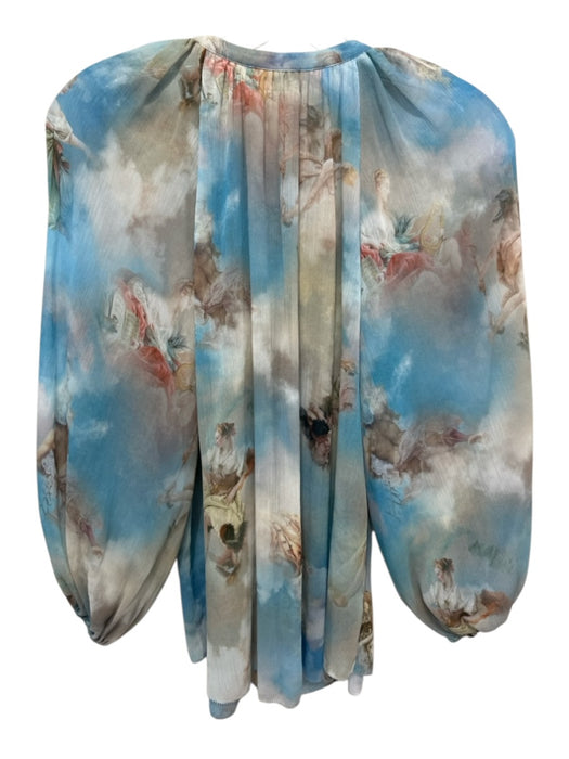 L'agence Size Est S Blue & Multi No Fabric Tag Button Front Graphic Print Top Blue & Multi / Est S