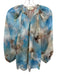 L'agence Size Est S Blue & Multi No Fabric Tag Button Front Graphic Print Top Blue & Multi / Est S