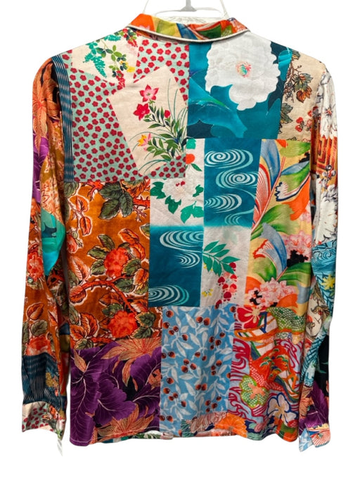 Johnny Was Size XS Orange & Multi No Fabric Tag Button Front Long Sleeve Top Orange & Multi / XS
